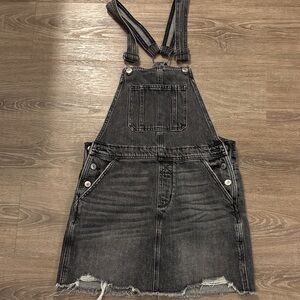 American Eagle Denim Overall Shortall Skirt Grey/Black Sz Small Mini